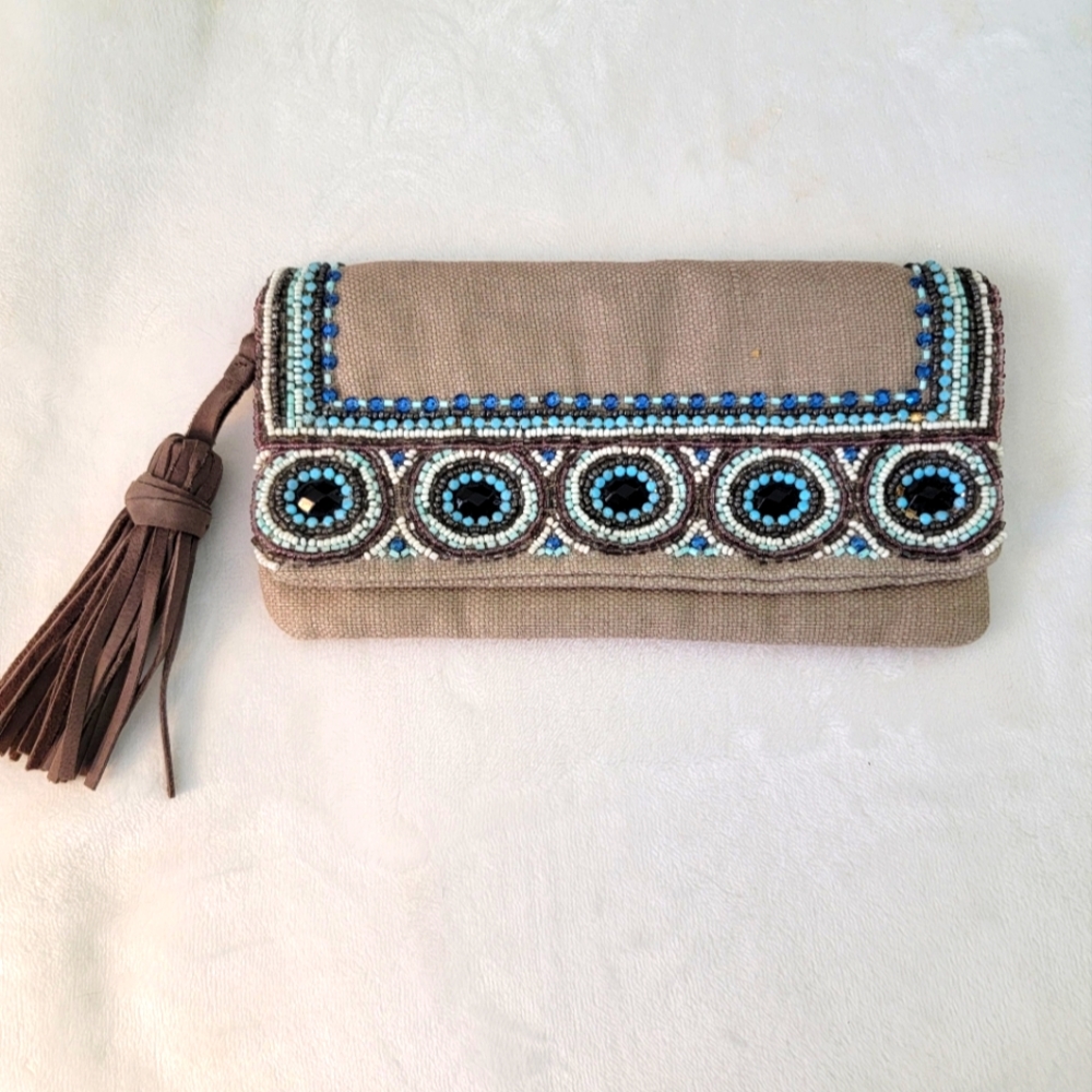 GAP beaded boho clutch